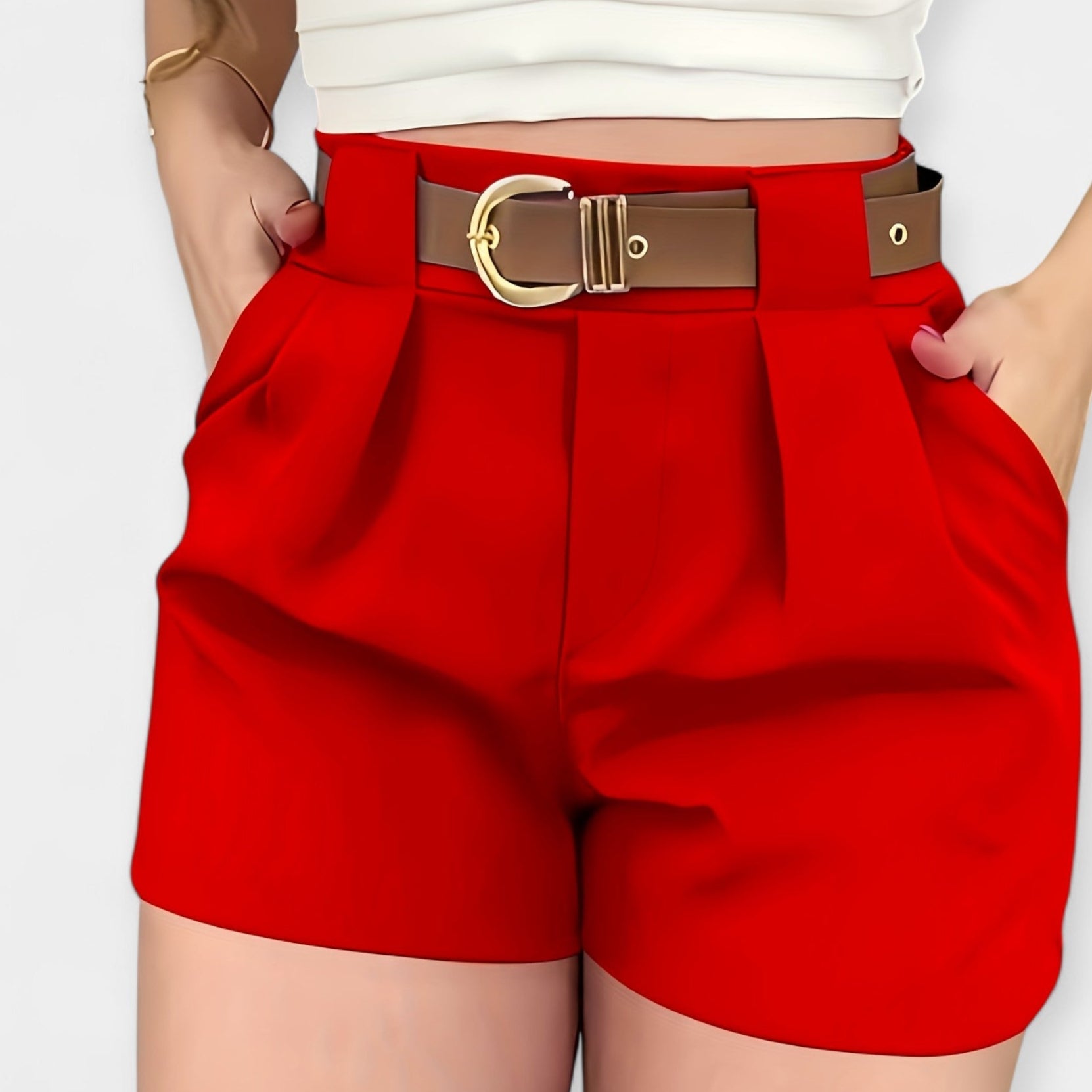 Pantalones Cortos Plisados Blancos