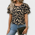 Lela - Blusa elegante con mangas de leopardo