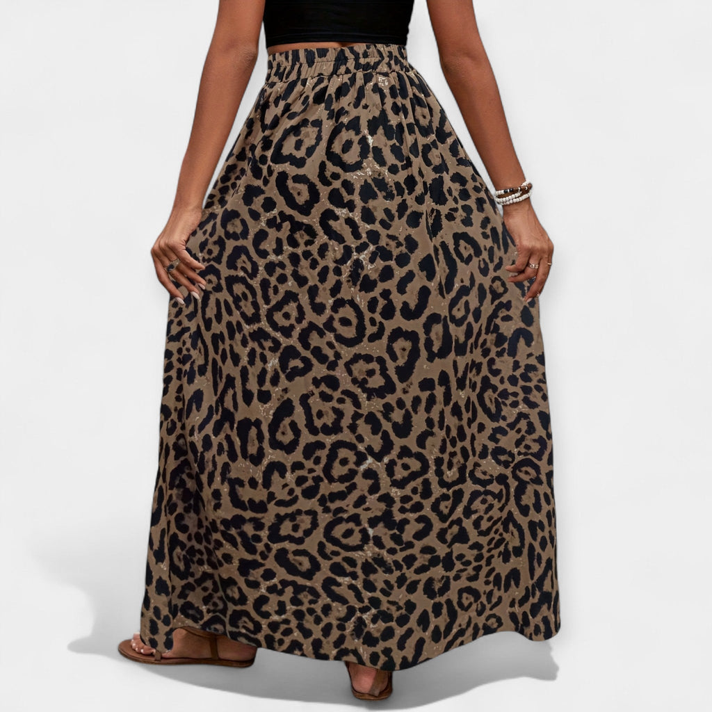 Falda Midi Estampado de Leopardo