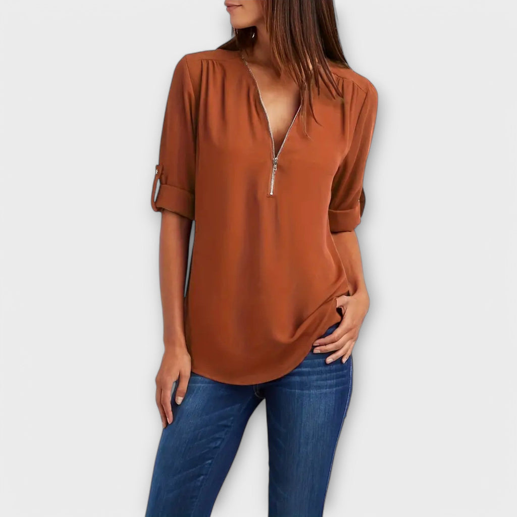 Olivia - Blusa casual con escote en V