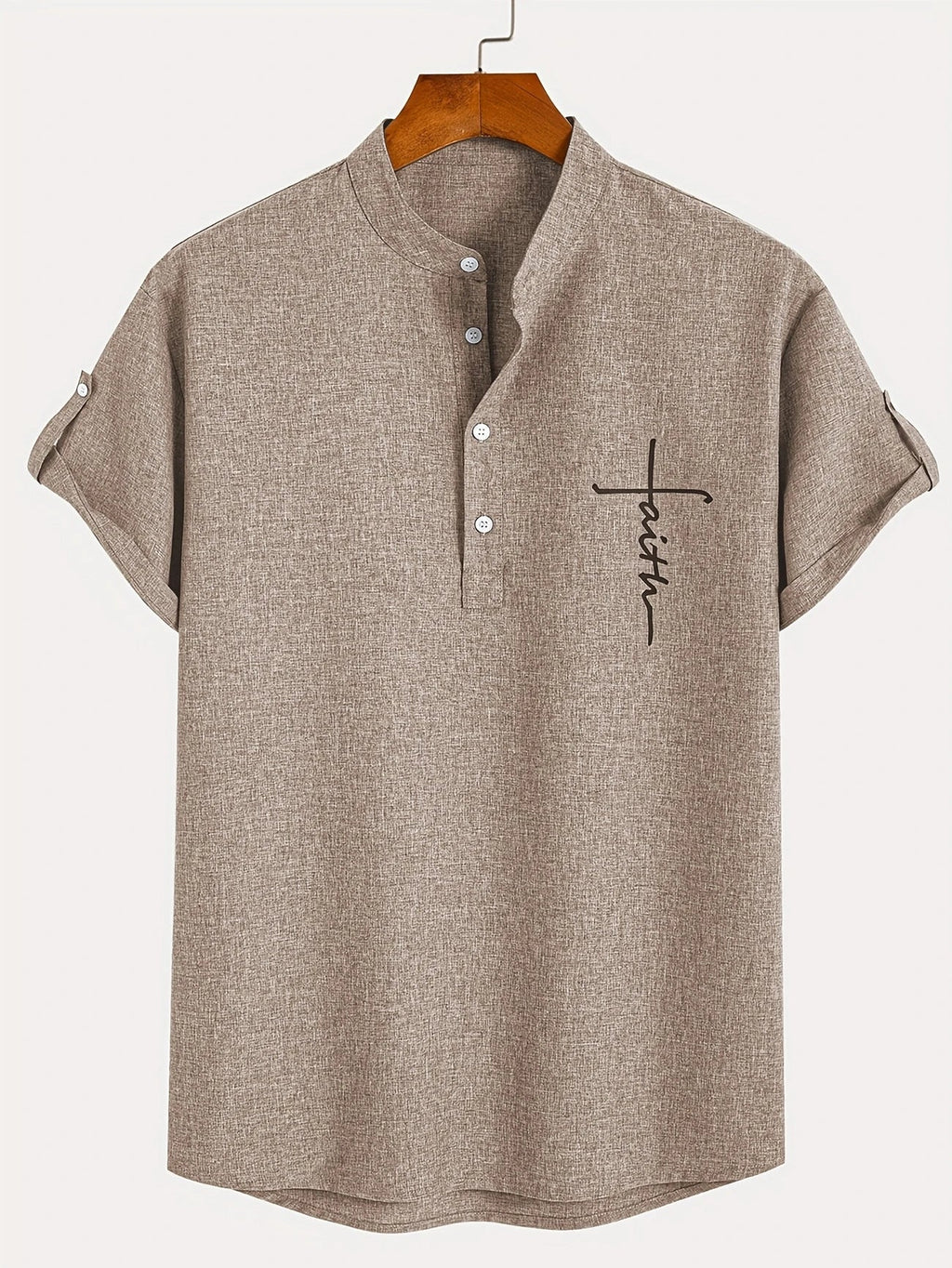 Camisa elegante de manga corta con cuello alto