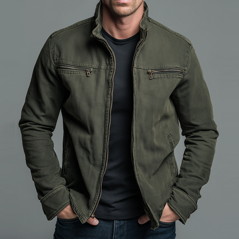 Chaqueta vintage de algodón con cremallera