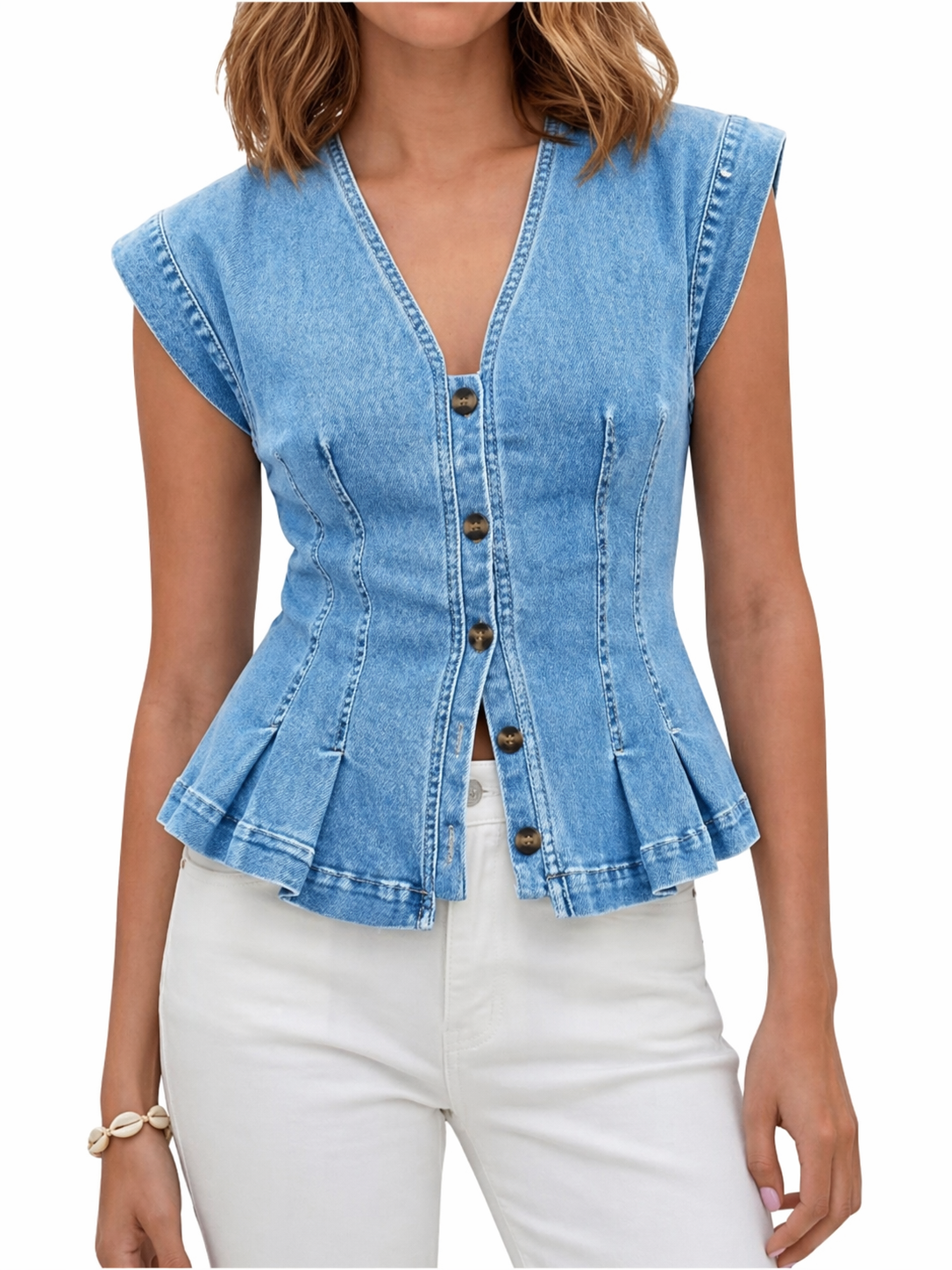 Viera | Top de Denim con Escote en V