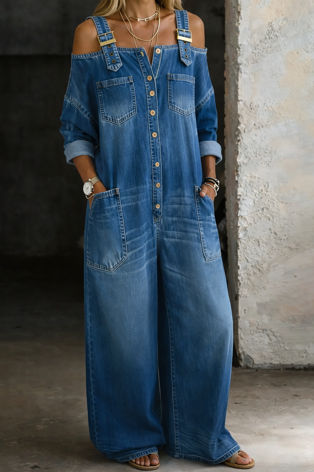 Sophia | Mono de denim sin tirantes