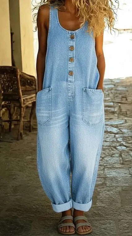 Sadie | Pantalón Salopette de Denim de Algodón Lavado Vintage