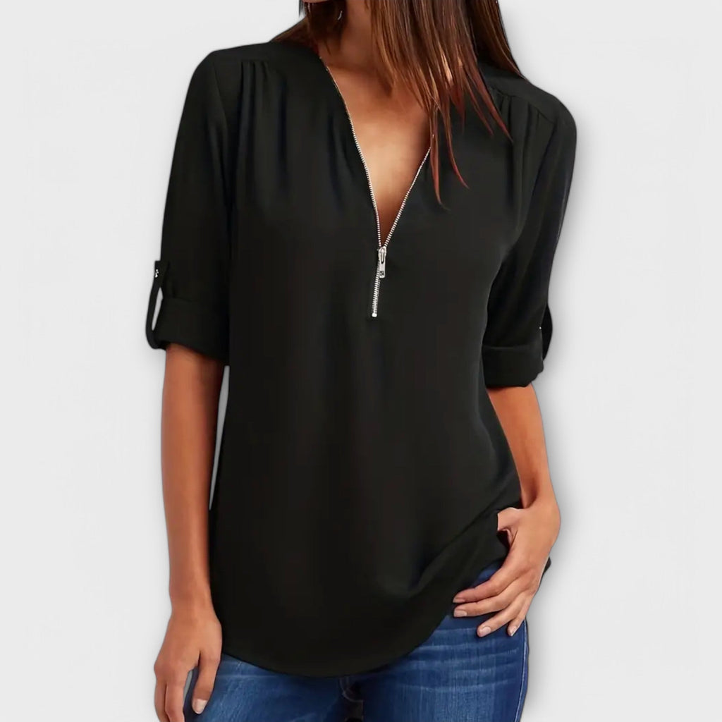 Olivia - Blusa casual con escote en V