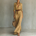 Camille™ | Vestido maxi con pliegues y cinturilla
