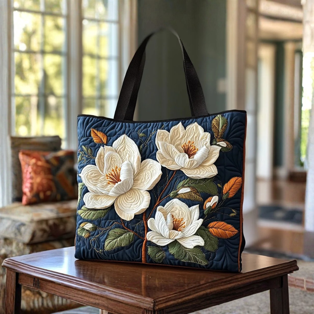 Bolsa Acolchada Artesanal con Magnolia