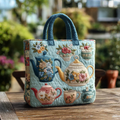 Borsa Trapuntata con Motivo Floreale