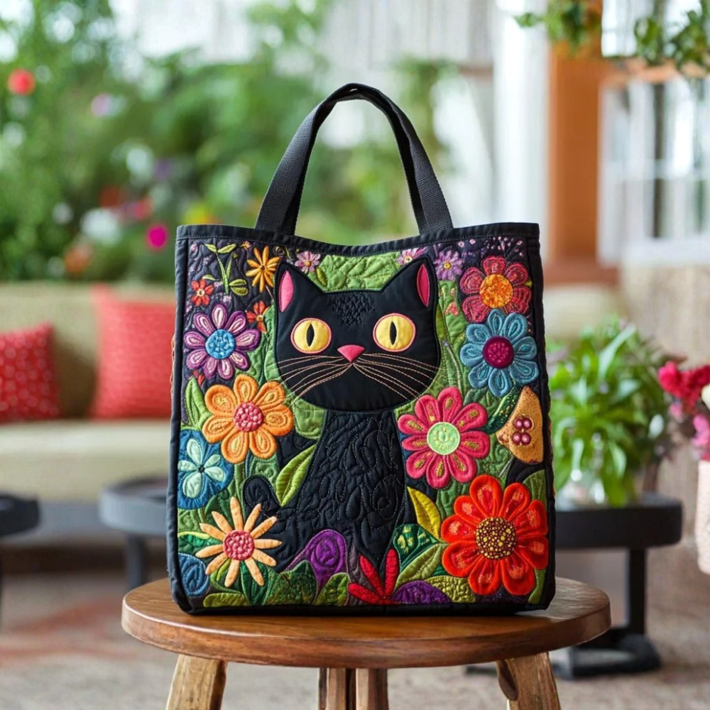 Bolso de Hombro Acolchado Gato Negro