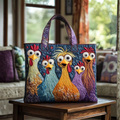 Bolsa Artesanal con Cinco Gallinas Coloridas