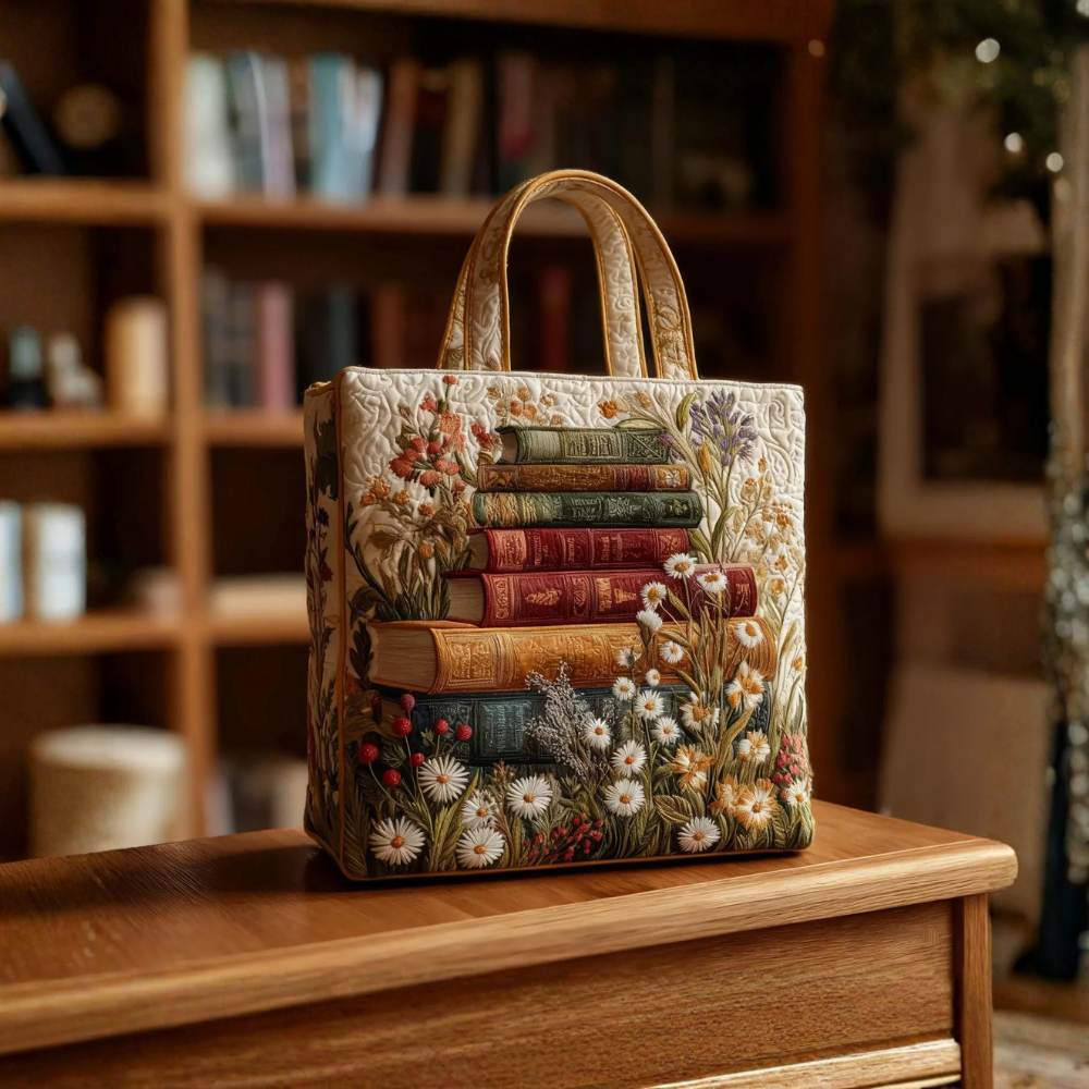 Bolsa Acolchada Artesanal con Motivo Floral