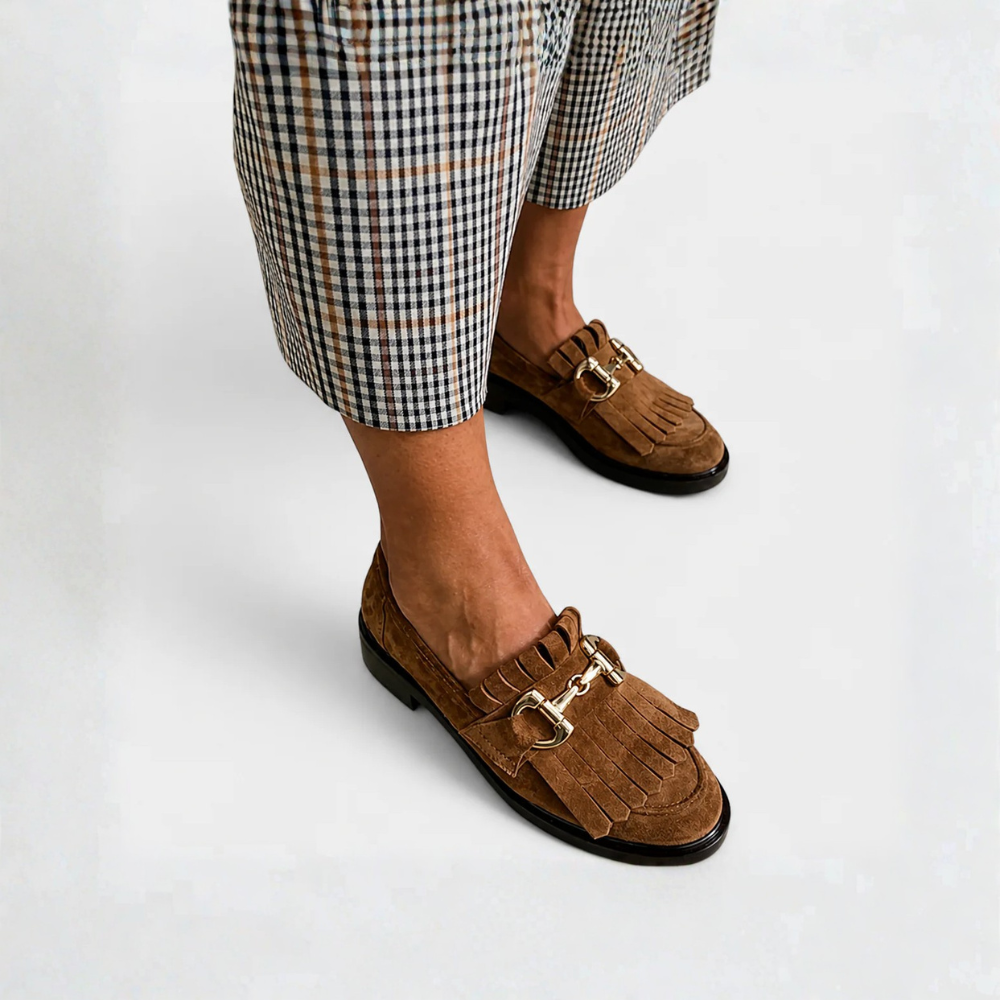 Fleur™ | Mocasines Marrones de Punta Redonda