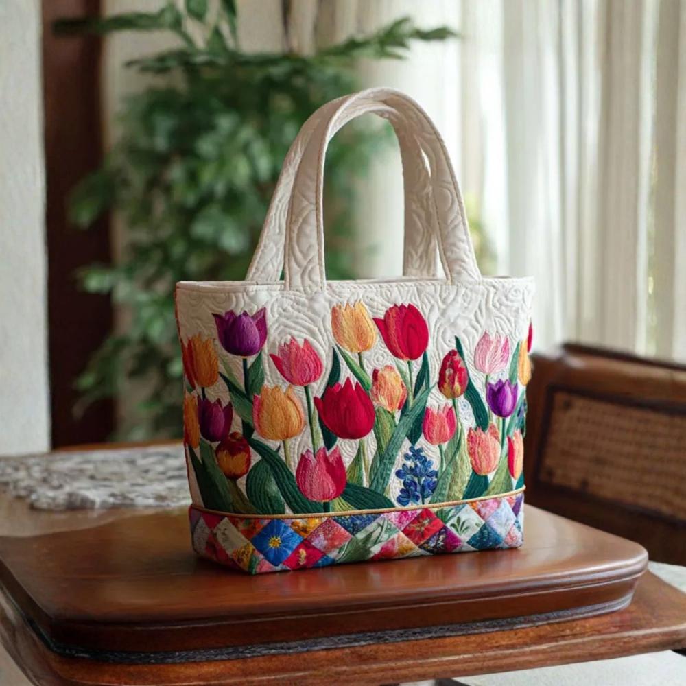 Bolsa Acolchada con Tulipanes