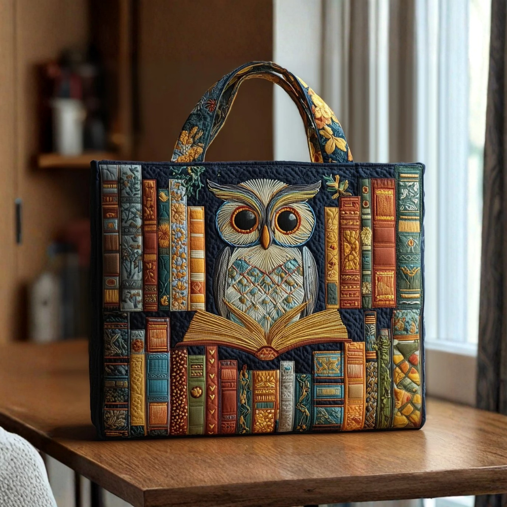 Bolso Artesanal Búho entre Libros Viejos
