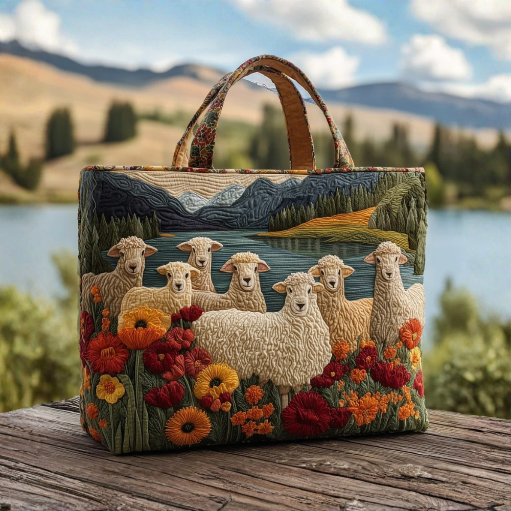 Bolso Artesanal Ovejas en el Lago