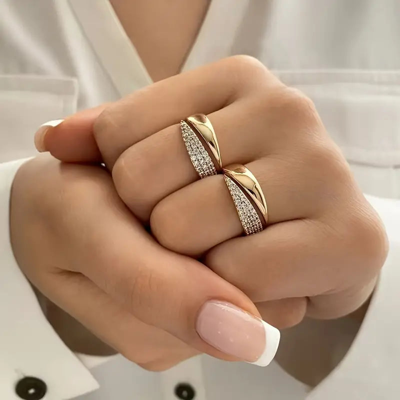 Elegante anillo de oro con piedras brillantes  (1 + 1 GRATIS)