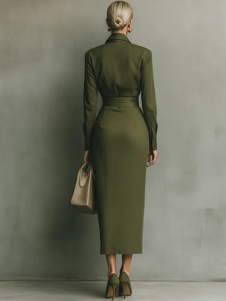 Noëlle™ | Maxivestido en color oliva