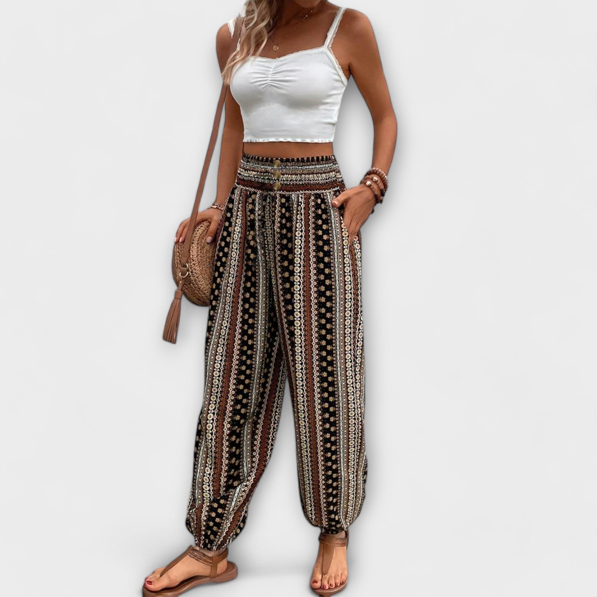 Pantalón con Estampado Étnico