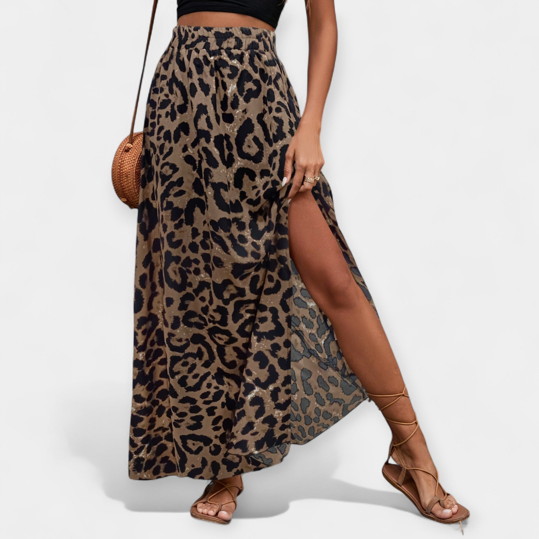Falda Midi Estampado de Leopardo