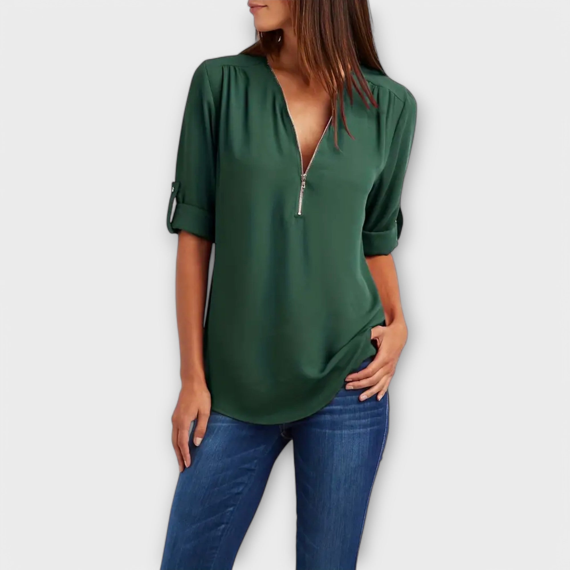 Olivia - Blusa casual con escote en V