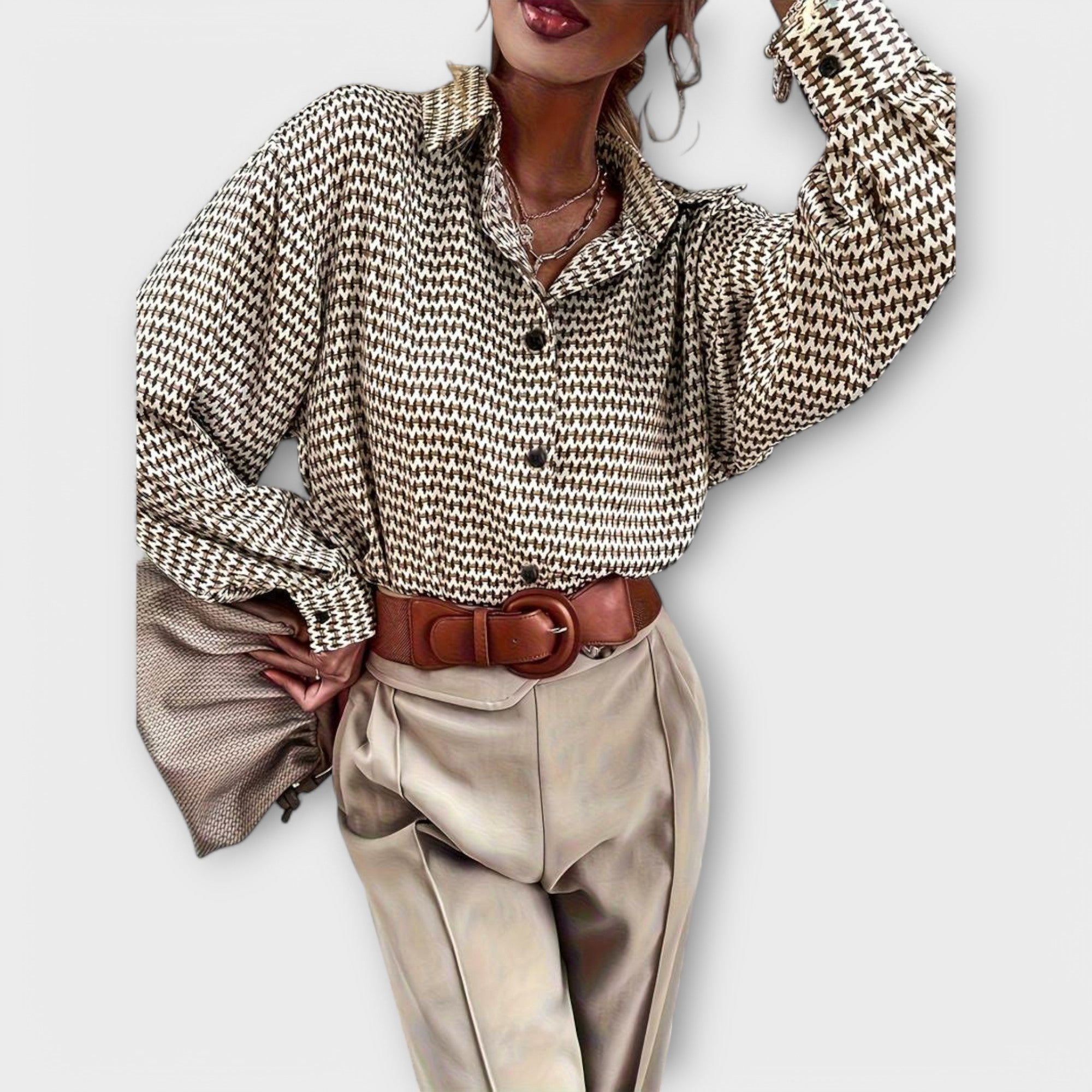 Ashley - Blusa Vintage de Manga Larga