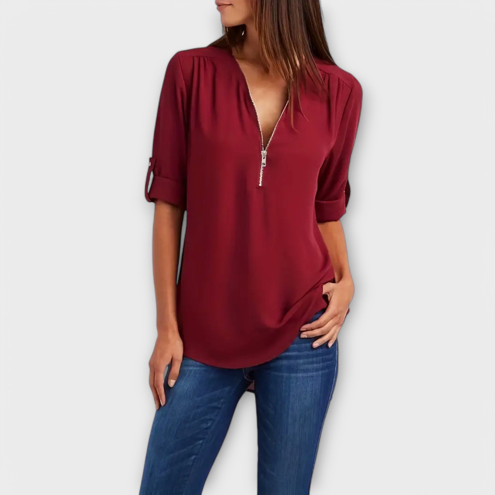 Olivia - Blusa casual con escote en V
