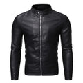 Chaqueta de cuero con cuello alzado