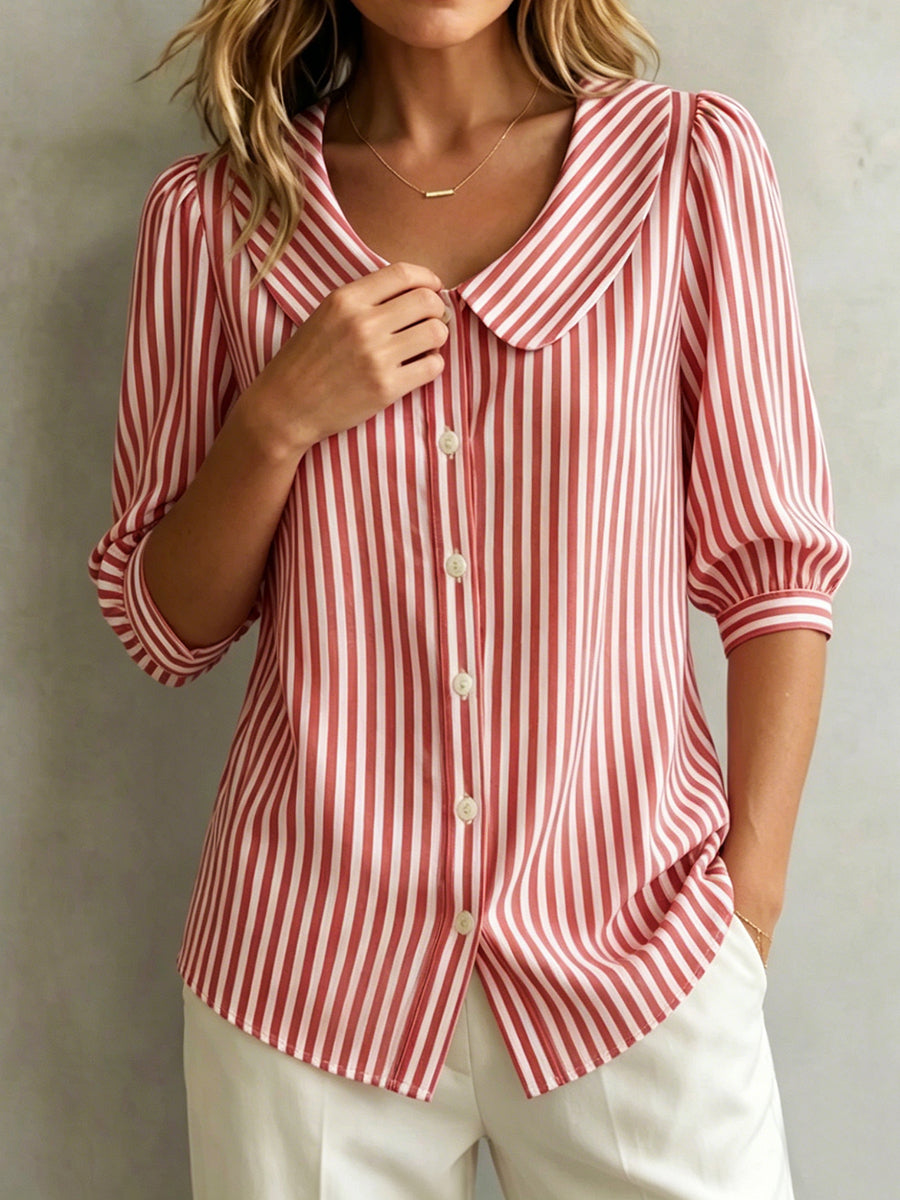 Blusa de algodón a rayas con botones
