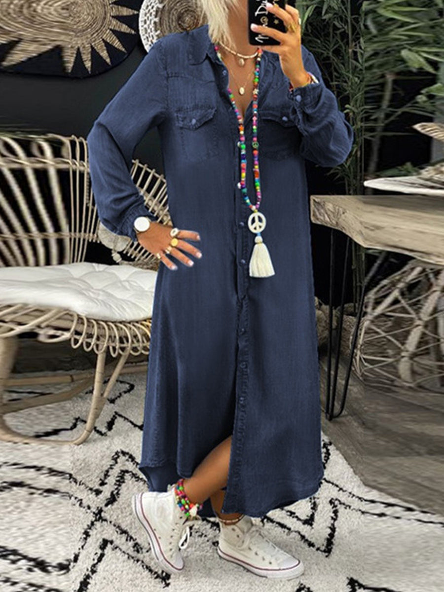Helen | Vestido Camisa de Denim Casual y Elegante