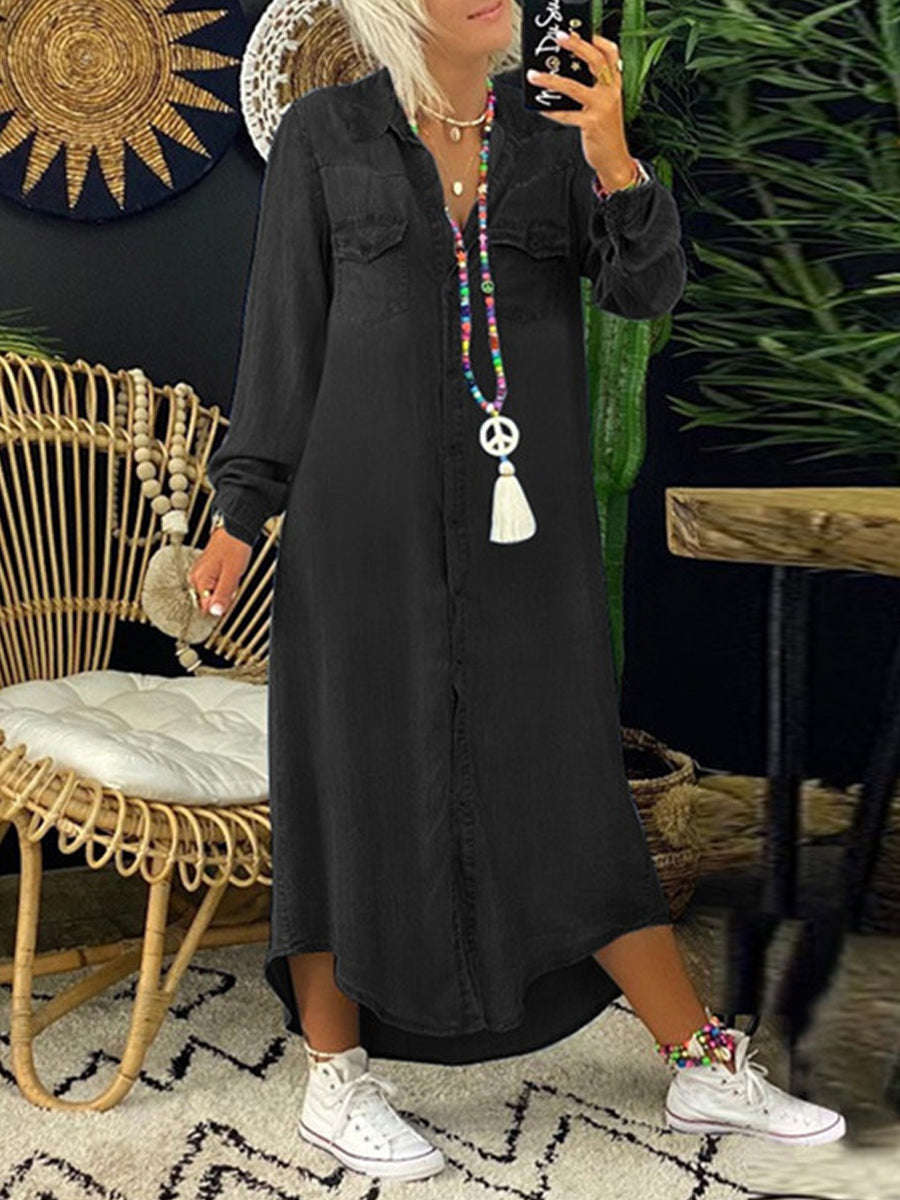 Helen | Vestido Camisa de Denim Casual y Elegante