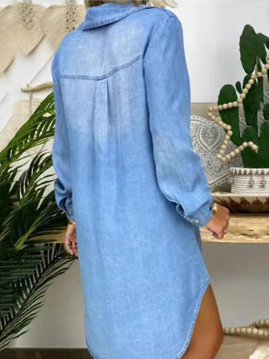 Donna | Vestido Camisa en Denim Casual Elegante