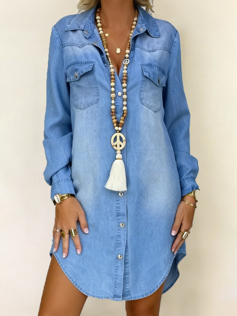 Donna | Vestido Camisa en Denim Casual Elegante