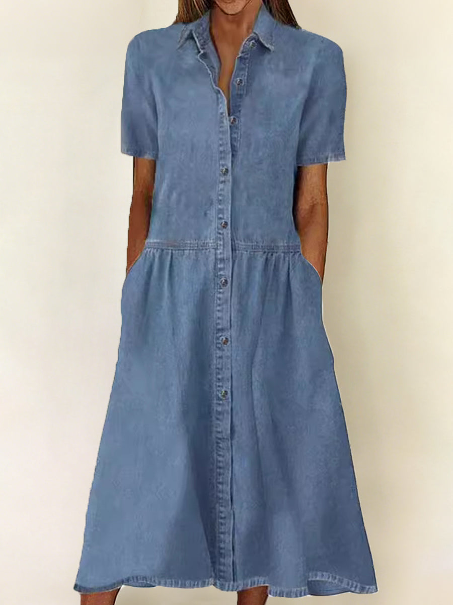 Carol | Vestido de denim de manga corta