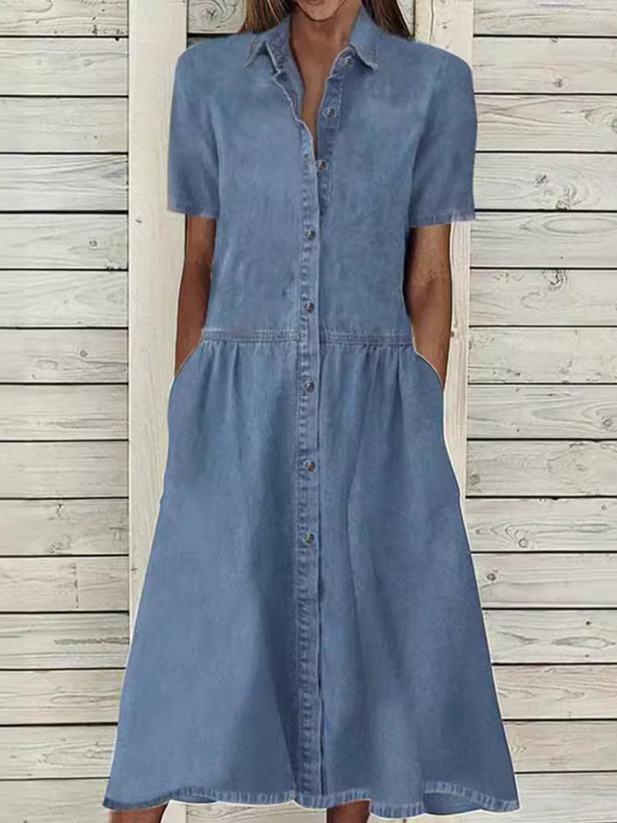 Carol | Vestido de denim de manga corta