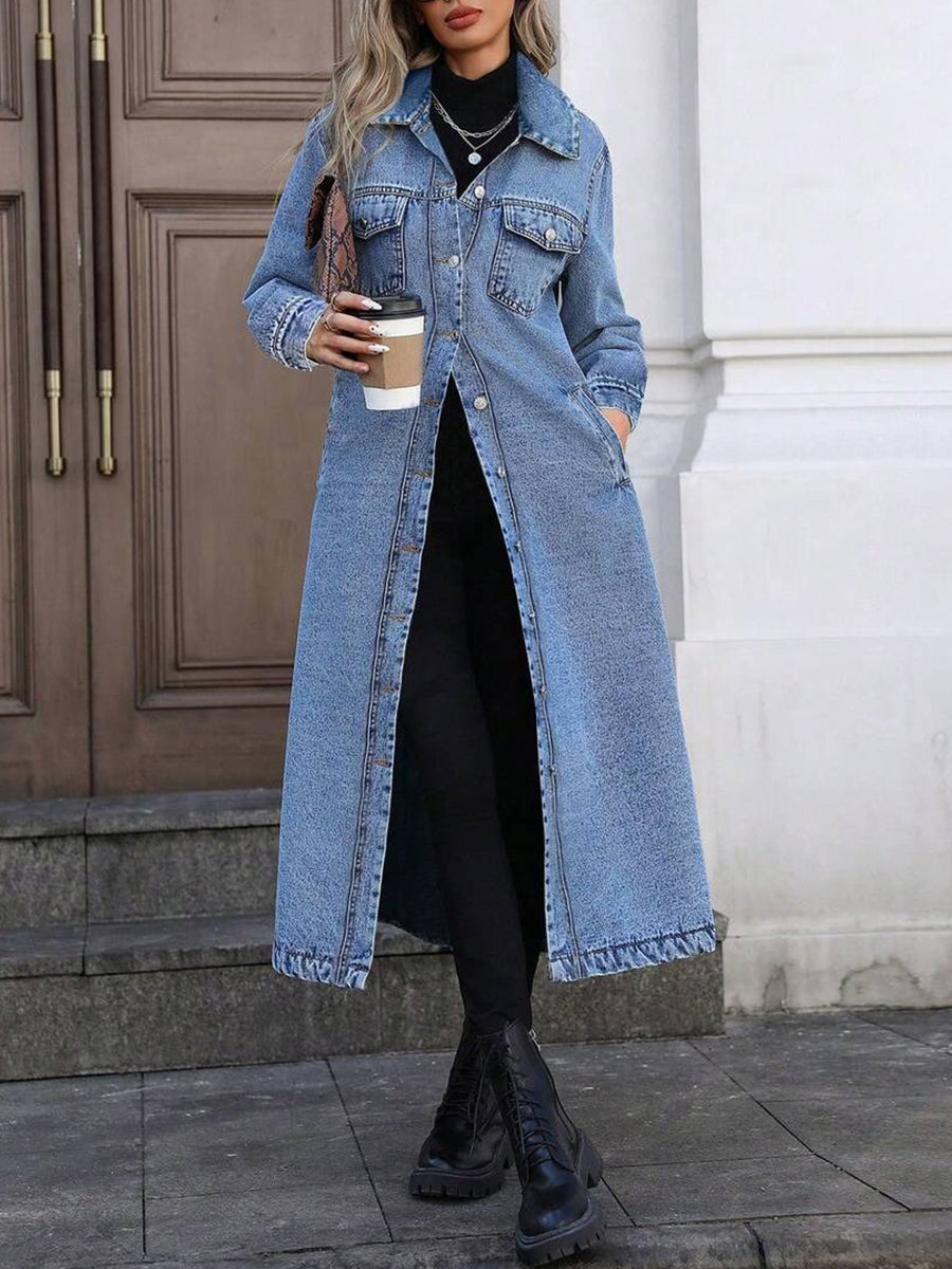 Maya | Chaqueta de jeans larga y elegante