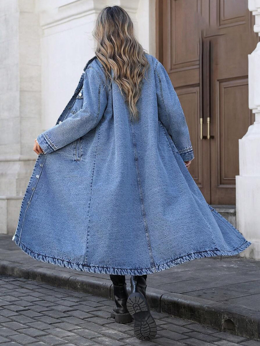 Maya | Chaqueta de jeans larga y elegante