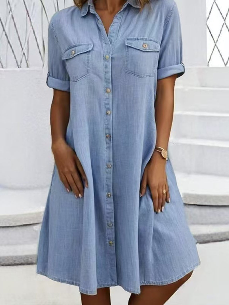 Patricia | Vestido Midi Casual en Denim